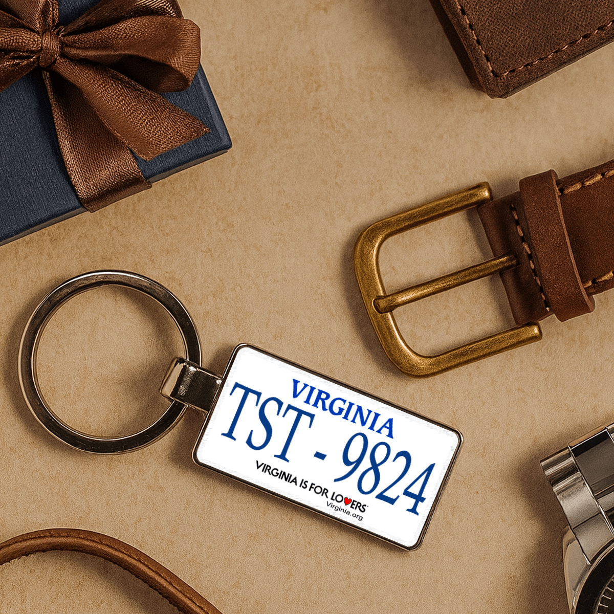 Personalized Virginia License Plate Keychain