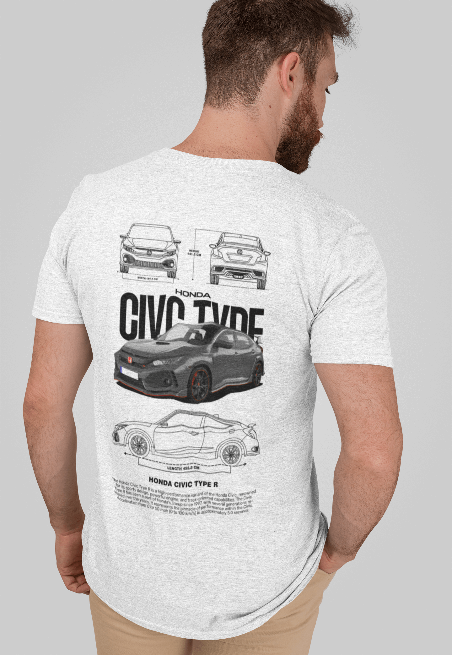 Honda Civic Type R Graphic T-Shirt — Blueprint + Photo