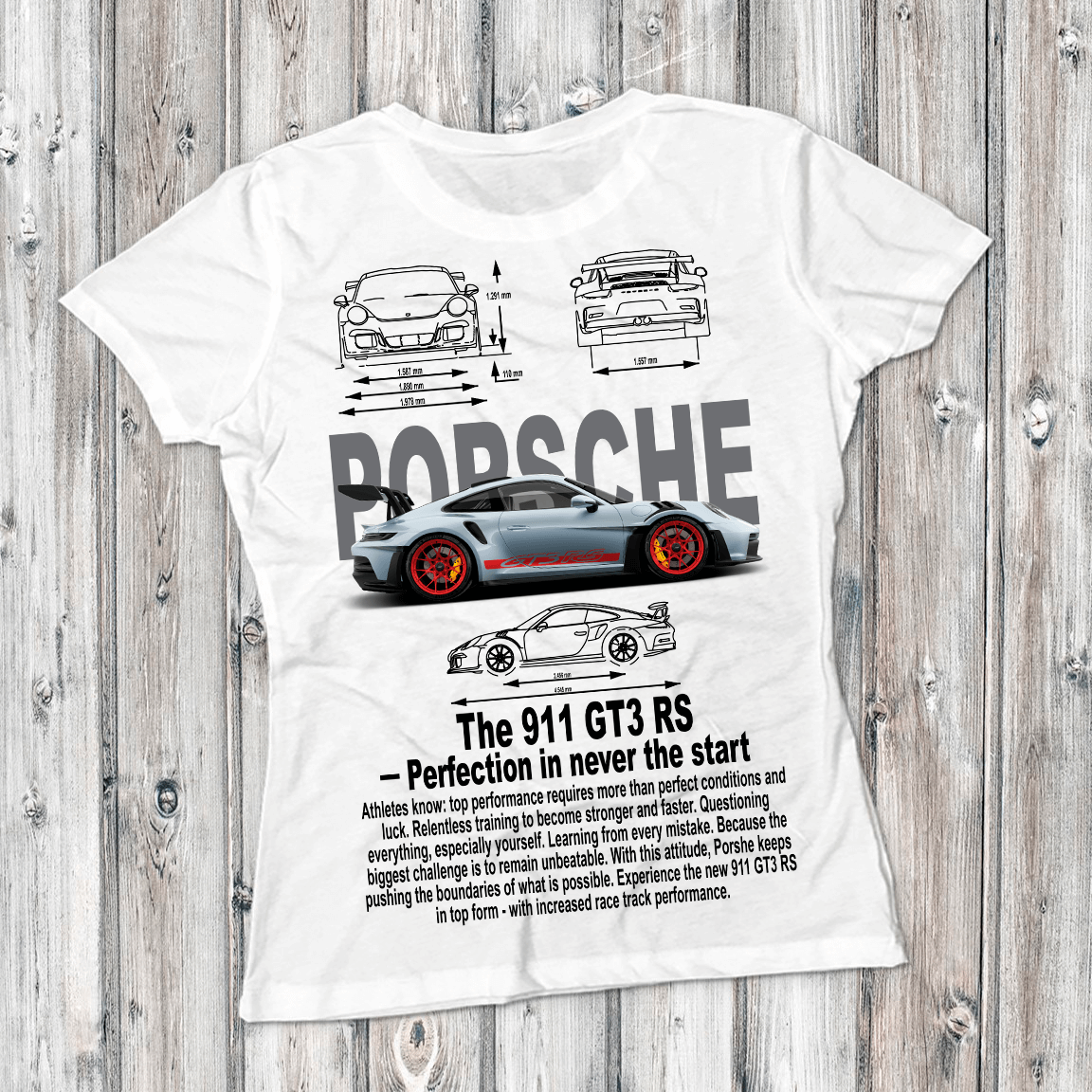Porsche 911 GT3 RS Graphic Tee — Blueprint Perfection Poster