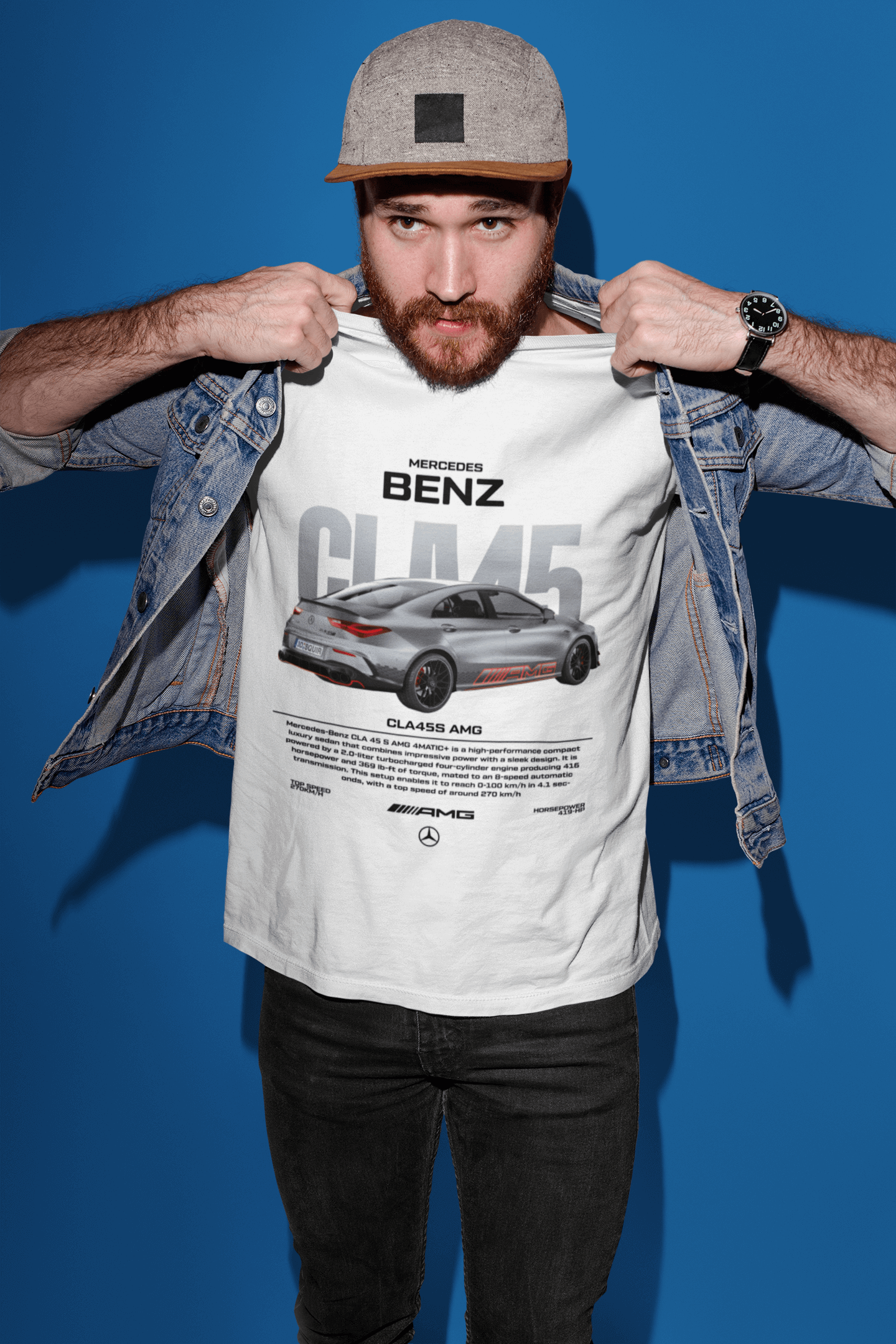 Mercedes‑Benz CLA 45 S AMG Graphic T‑Shirt — Racing Poster Artwork
