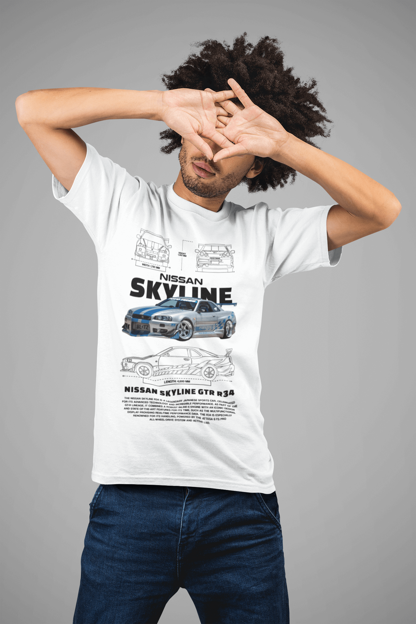 Nissan Skyline GT-R R34 Graphic T-Shirt — Skyline Blueprint & Street Car
