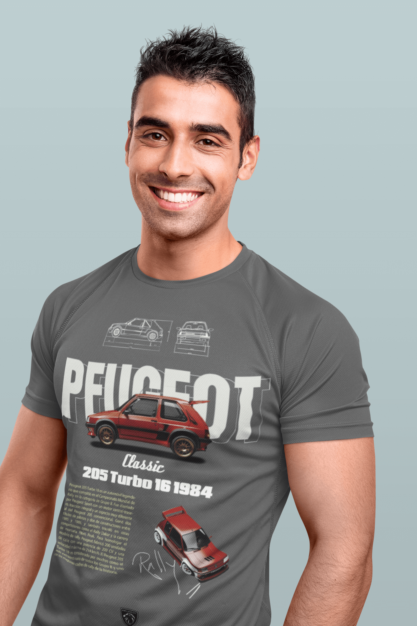 Peugeot 205 Turbo 16 Graphic T-Shirt — Racing Poster Artwork