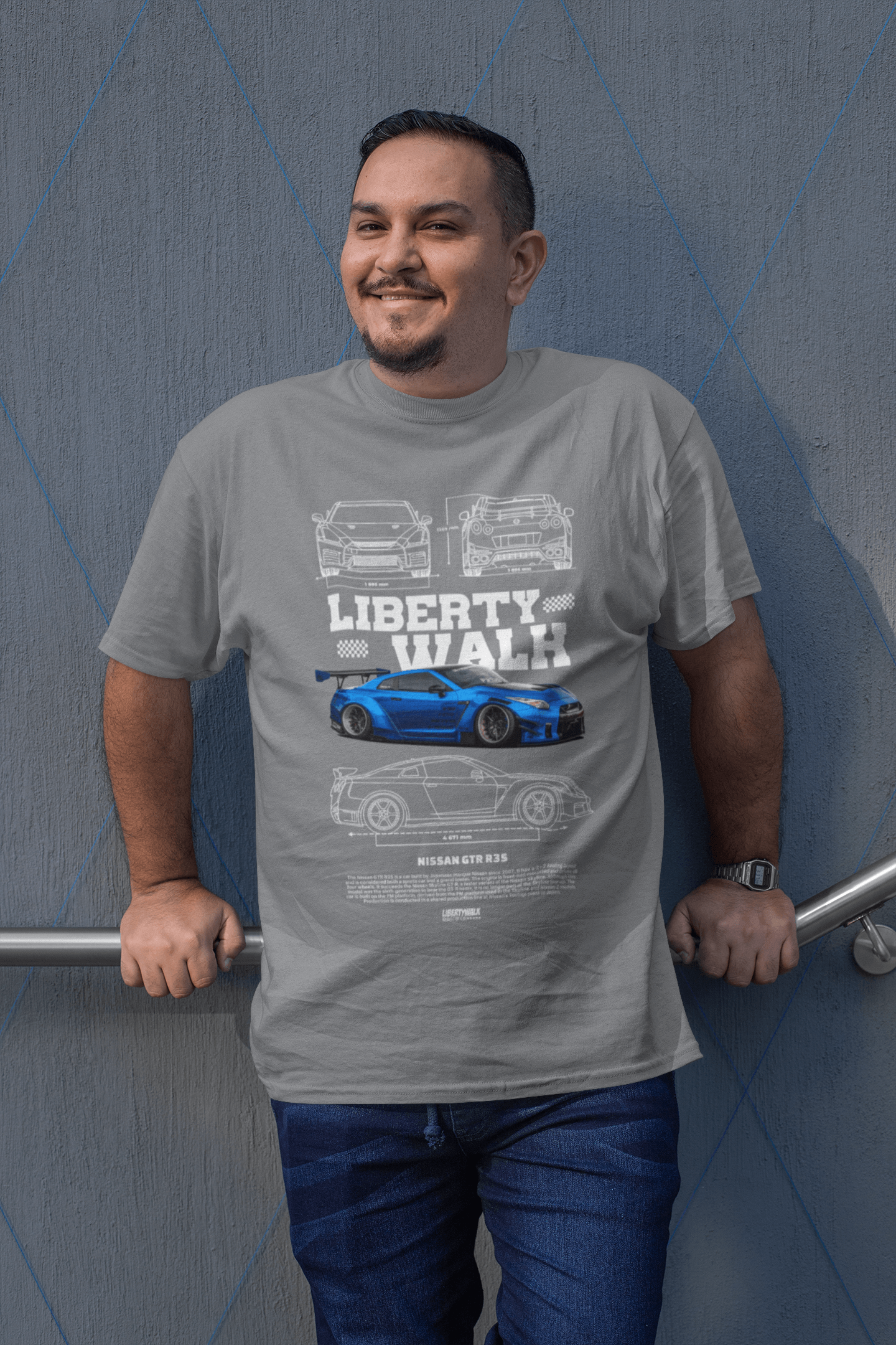 Nissan GT-R R35 Liberty Walk Graphic T-Shirt — Blueprint Widebody JDM Style