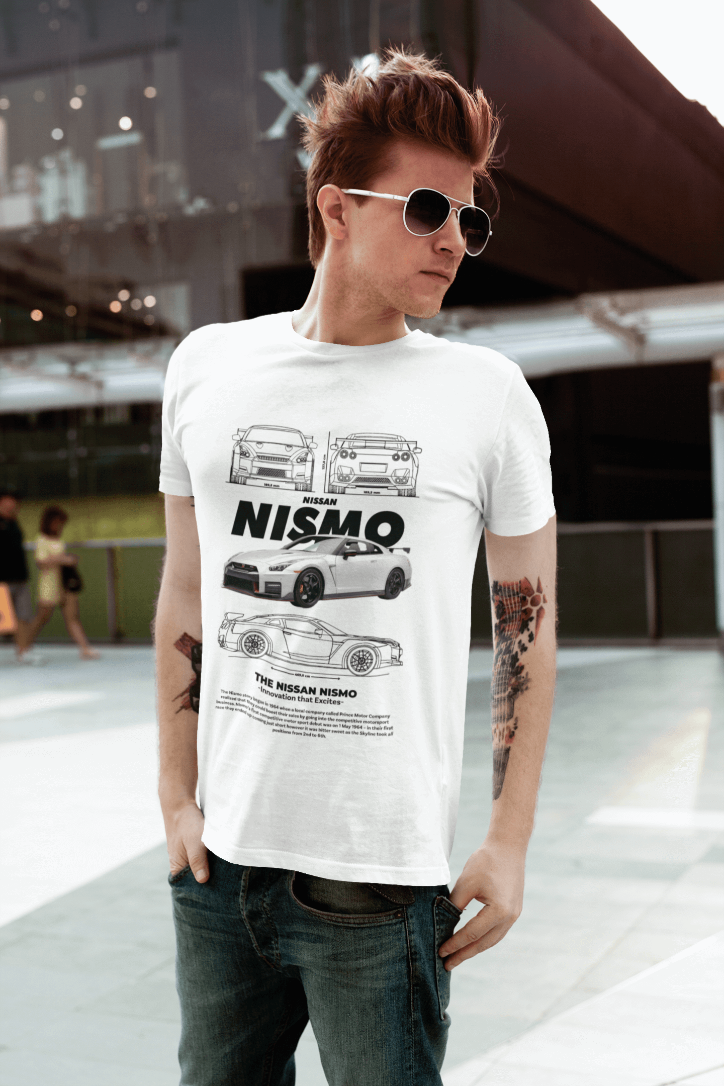 Nissan GT-R Nismo Graphic T-Shirt — Photo & Line Sketch