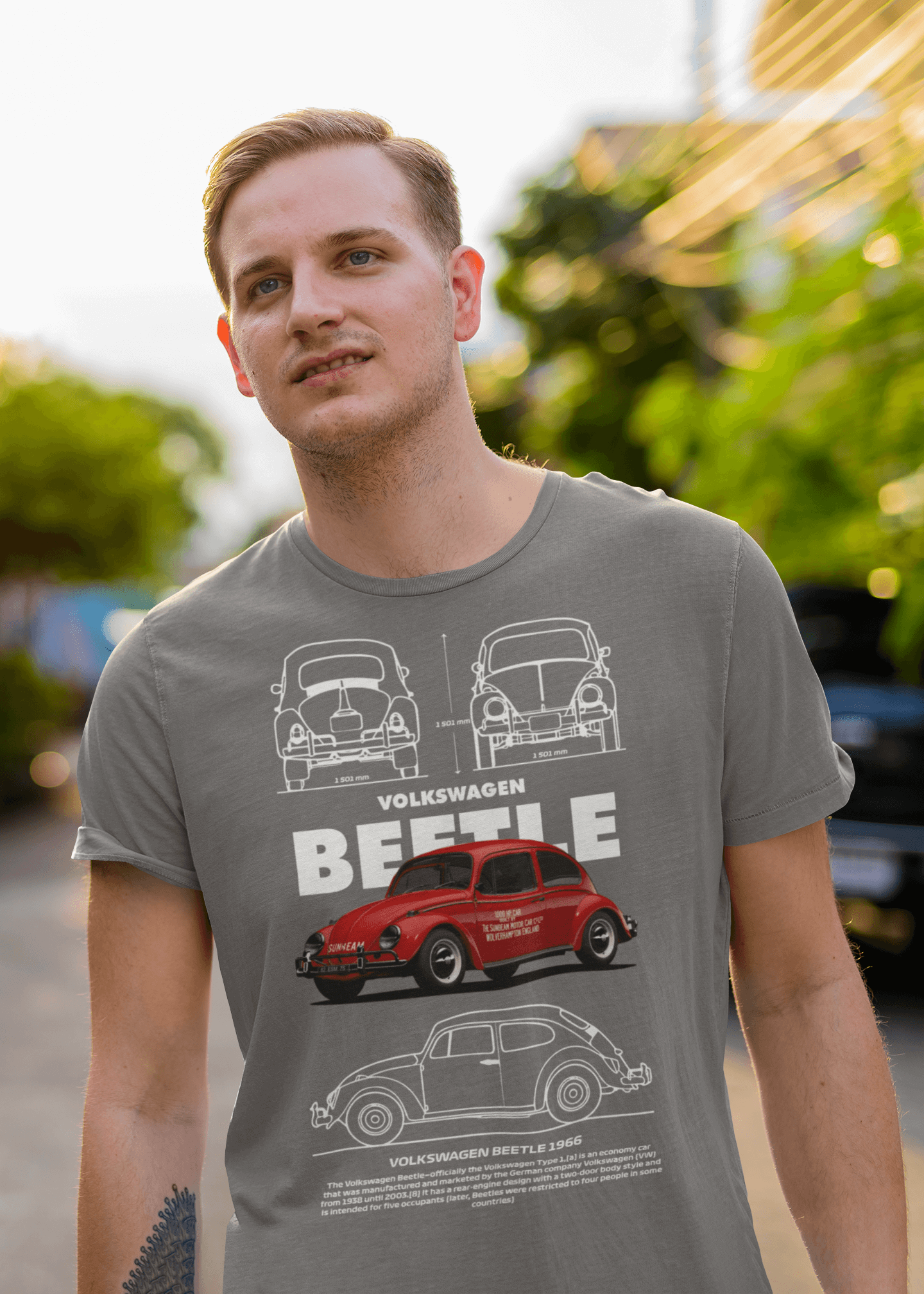 1966 Volkswagen Beetle Technical Blueprint Tee - Personalized Retro Air-Cooled Bug Graphic T-Shirt