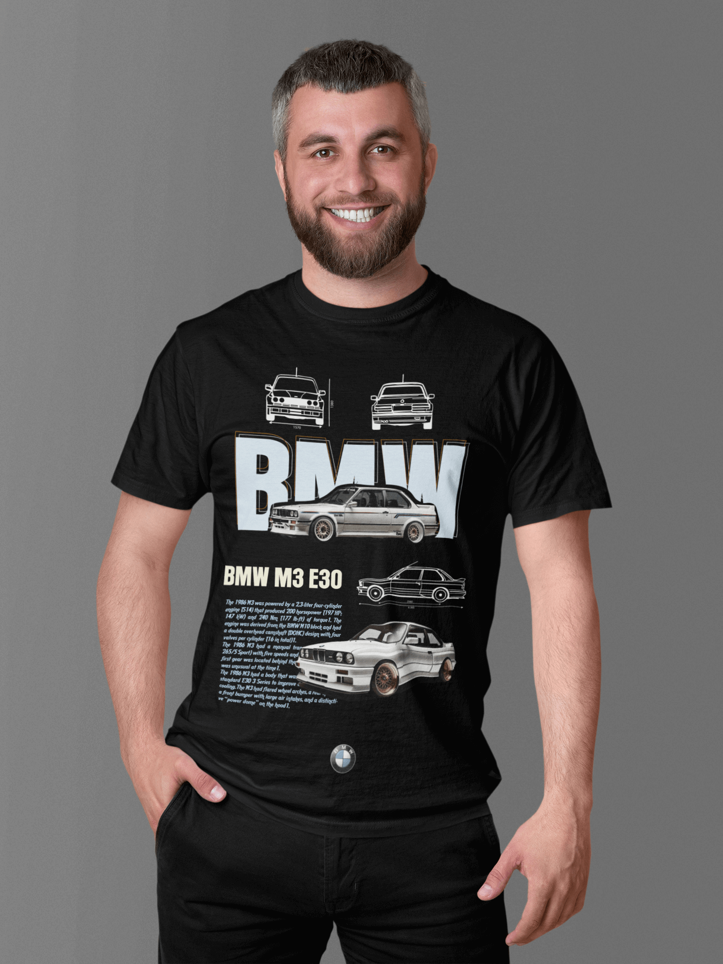 T-shirt graphique personnalisé BMW M3 E30 Heritage - T-shirt technique personnalisé « Parrain de la M »