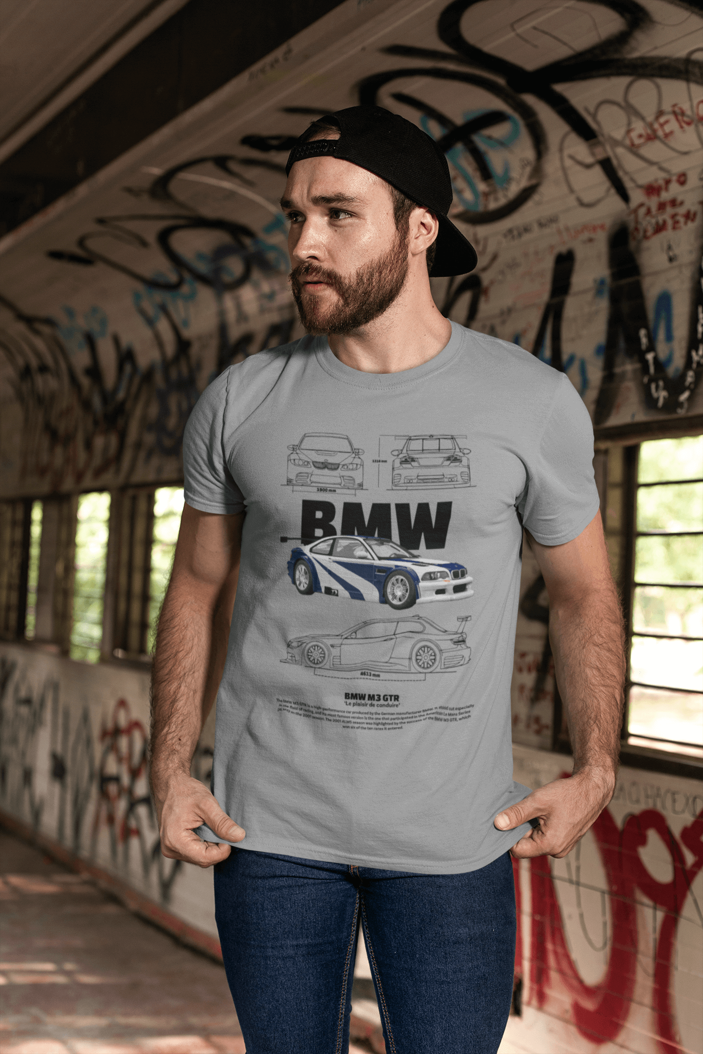 BMW M3 GTR Racing Legend Custom Graphic Tee - Personalized Technical Blueprint Poster Shirt