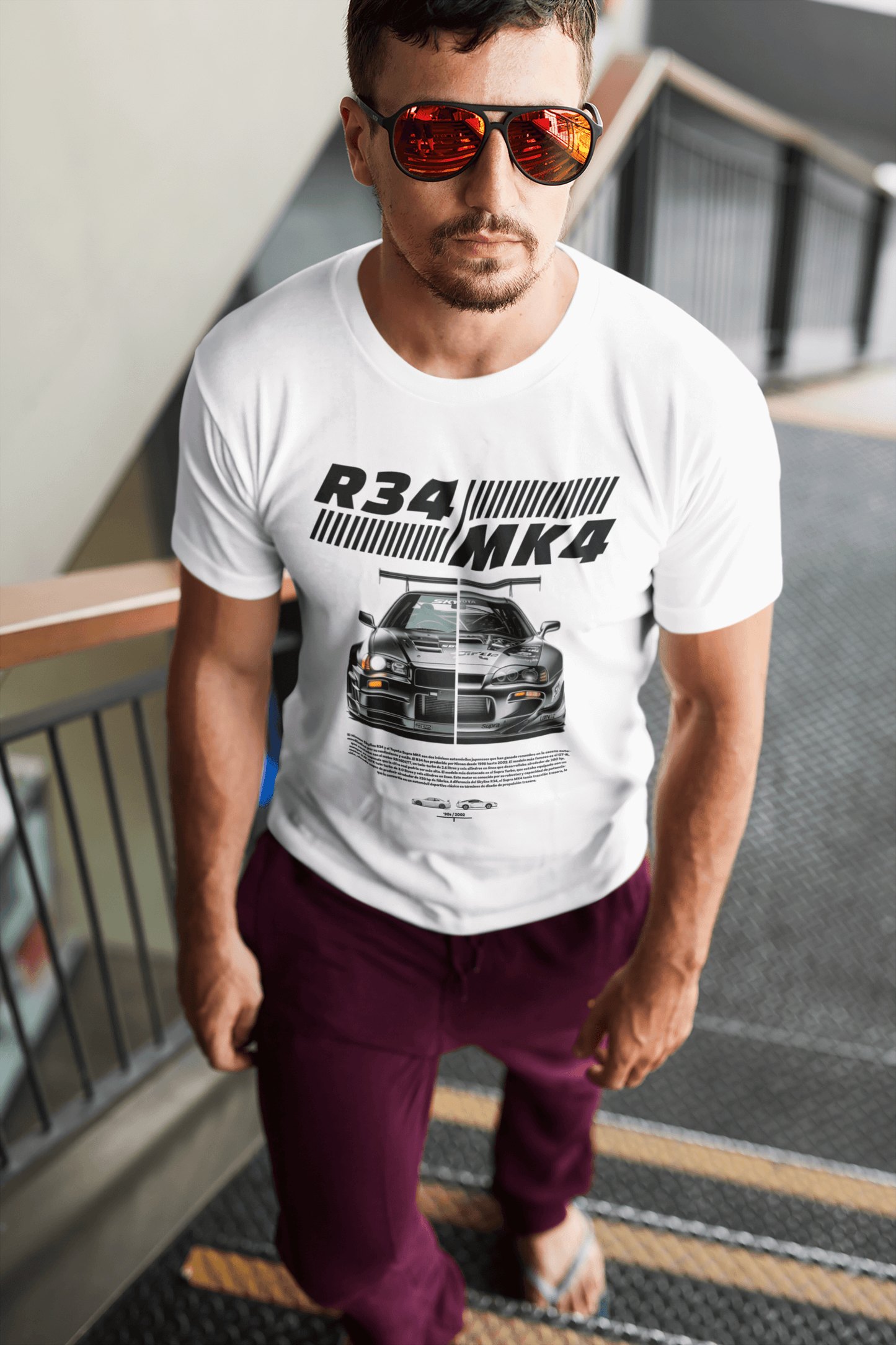 R34 & MK4 JDM Legends Graphic T-Shirt — Split Front View Design