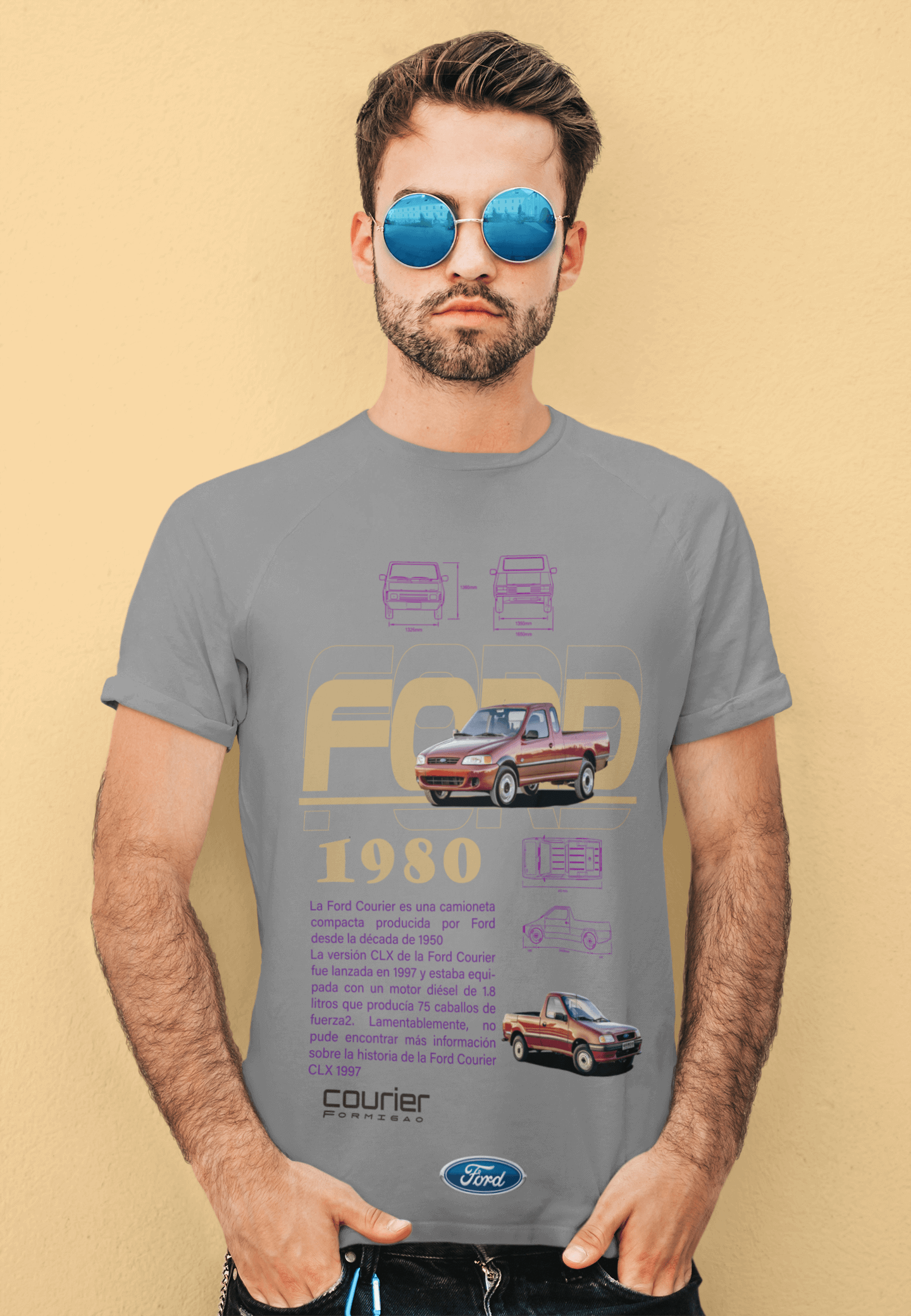 Ford Courier Pickup Graphic T-Shirt — Retro 1980 Poster