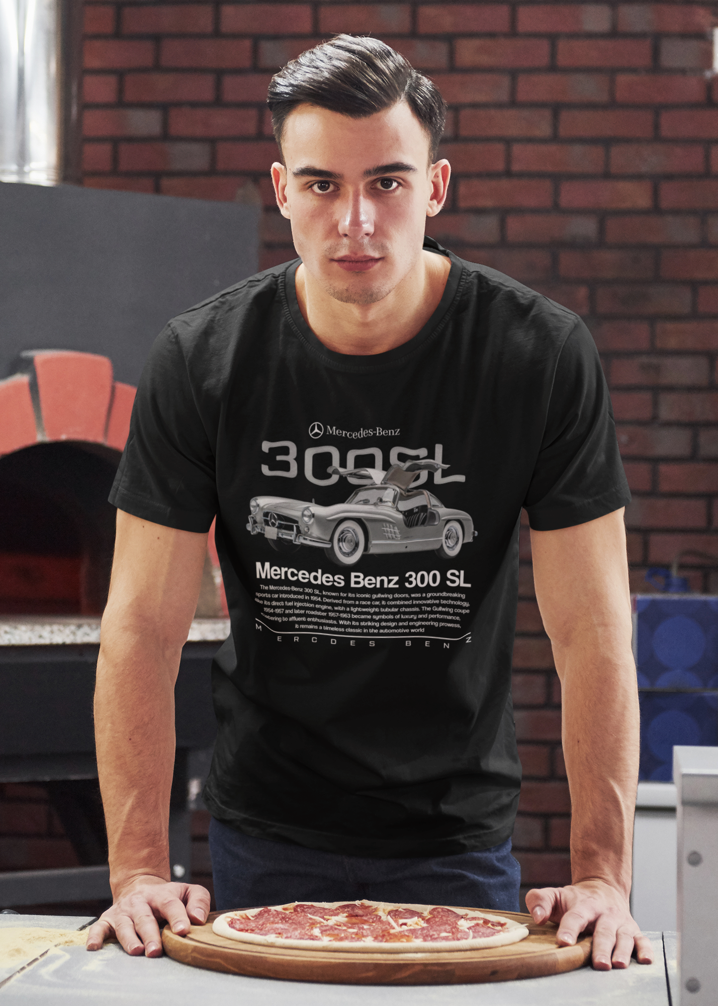 Mercedes‑Benz 300 SL Gullwing Graphic T‑Shirt — Photo & Poster Layout