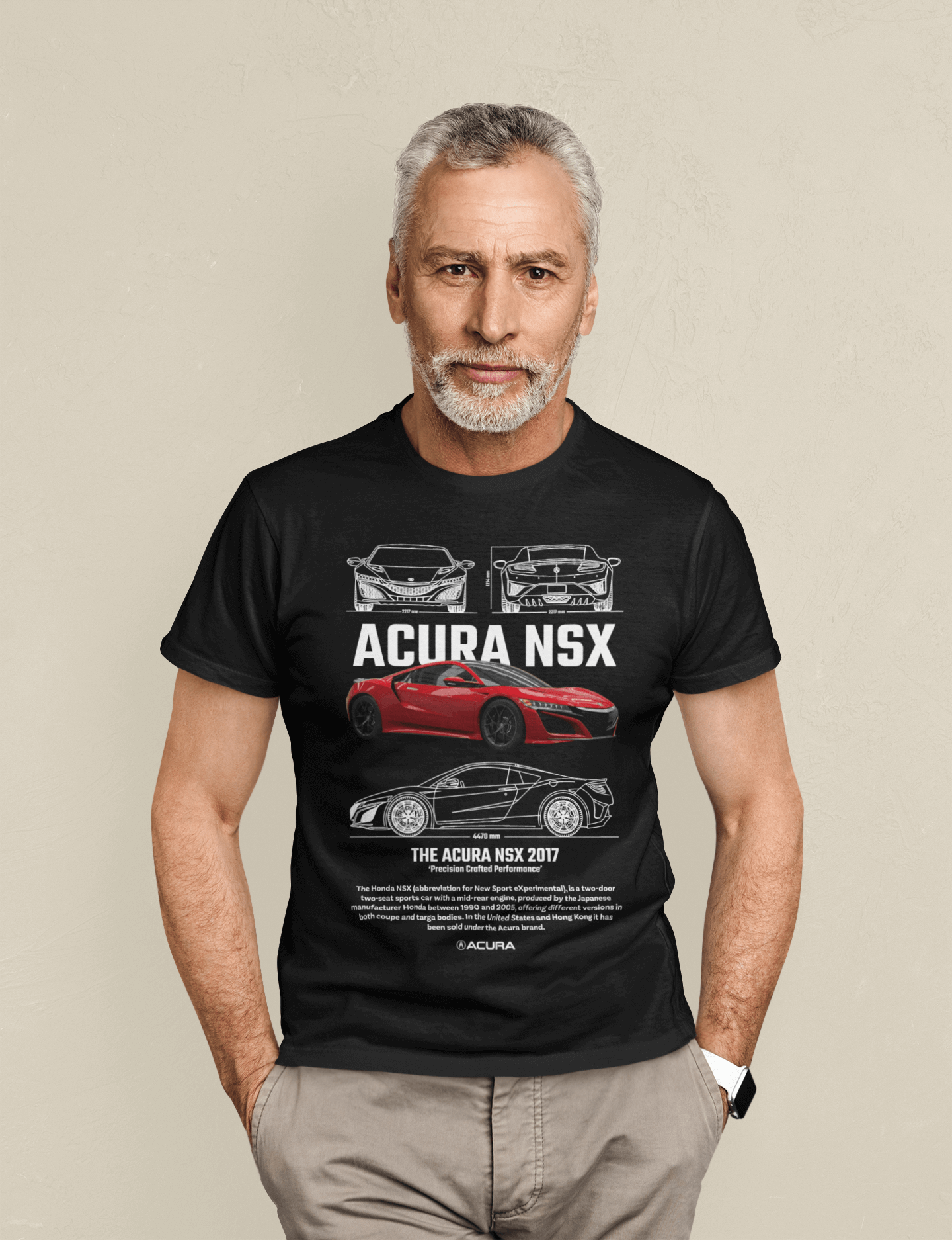 Acura NSX 2017 Graphic T-Shirt — Photo & Line Sketch