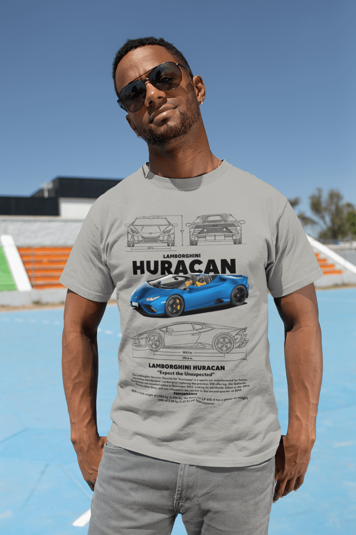 Lamborghini Huracan Spyder Graphic T-Shirt — Photo & Line Sketch