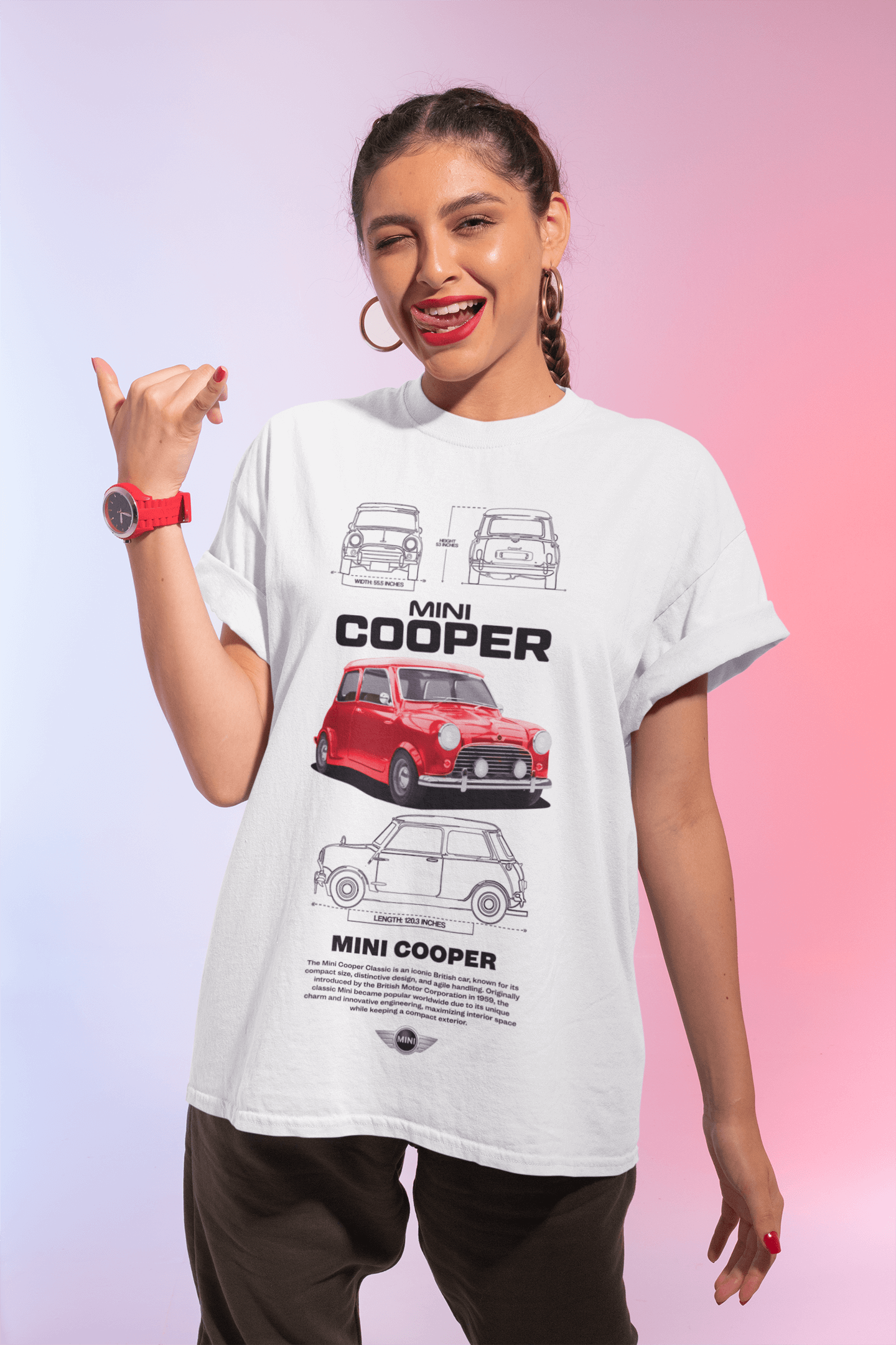 MINI Cooper Classic Graphic T-Shirt — Photo & Blueprint Illustration