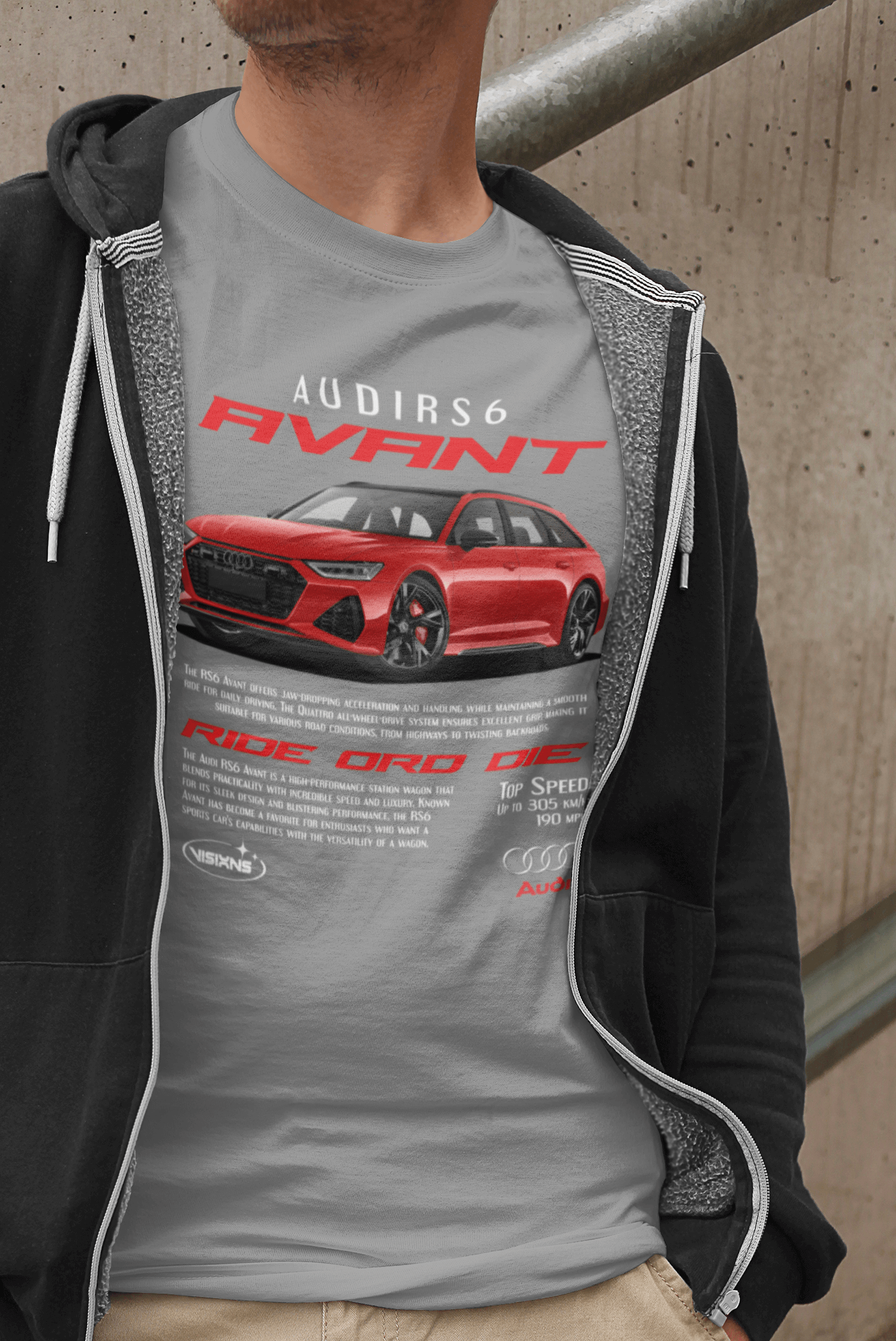 Audi RS6 Avant Graphic T-Shirt — Red Performance Poster