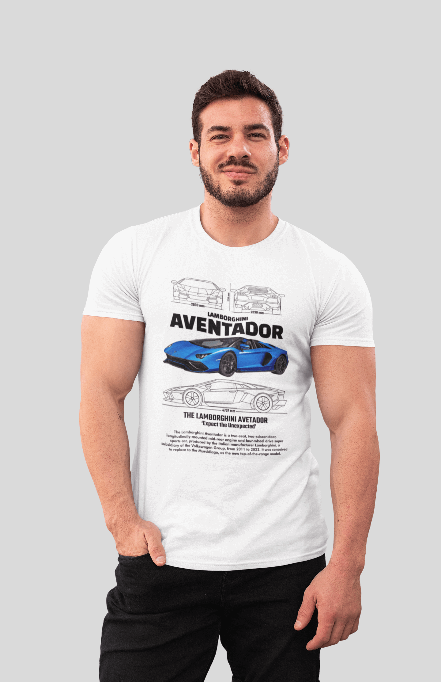 Lamborghini Aventador S Graphic T-Shirt — Photo & Line Sketch