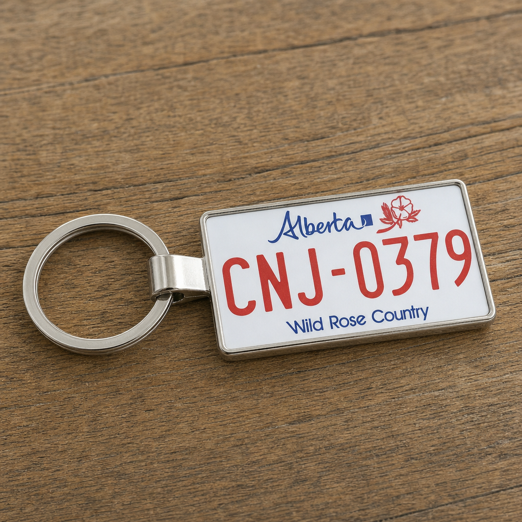Show Your Alberta Pride with Custom License Plate Keychains