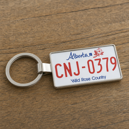 Show Your Alberta Pride with Custom License Plate Keychains