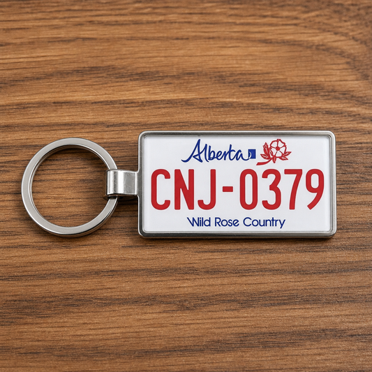 Keep Alberta Close: Custom License Plate Keychains for Expats and Road Trip Lovers