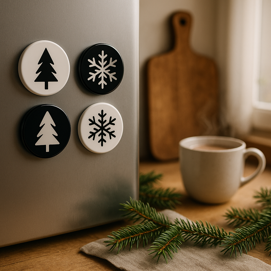 Stylish Minimalist Monochrome Magnets for Holiday Decor