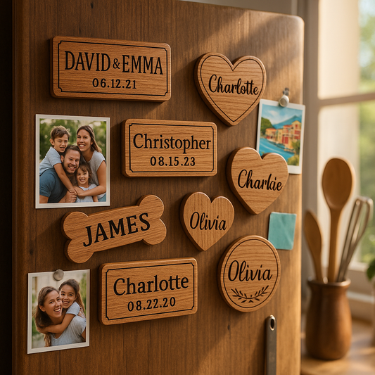 Custom Wood Engraving Imitation Magnets - Unique Gifts