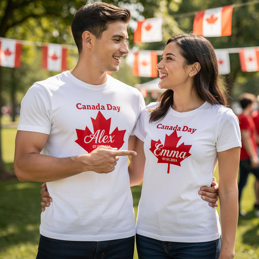 Celebrate Canada Day Together: Matching Couple T‑Shirts You Can Personalize With Names & Dates
