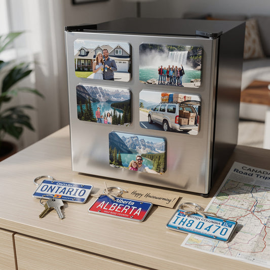 How Custom License Plate Keychains Complete a Photo Magnet Gift for the Perfect Canadian Keepsake Set