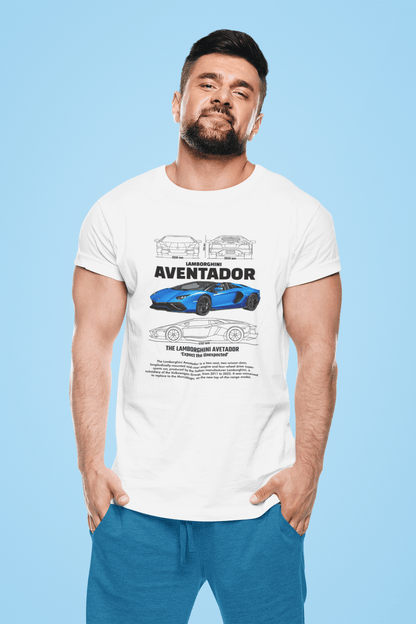 Lamborghini Aventador Graphic T-Shirt — Blueprint + Photo