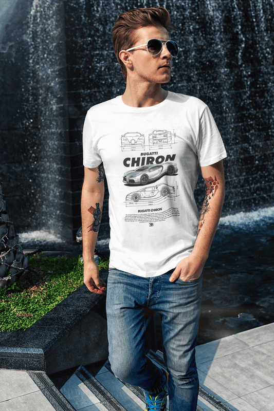 Bugatti Chiron Graphic T-Shirt — Blueprint + Photo