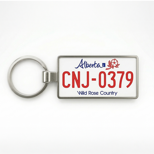 Porte-clés personnalisé en plaque d'immatriculation de l'Alberta 