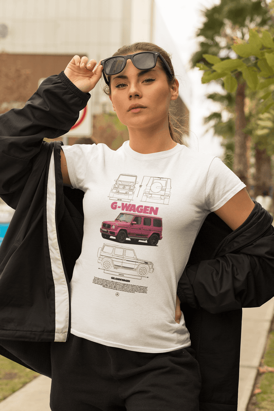 Mercedes-Benz G-Class (G‑Wagen) Graphic T-Shirt — Blueprint + Photo