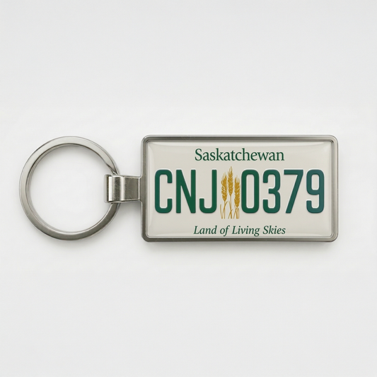 Porte-clés personnalisé en plaque d'immatriculation de la Saskatchewan 