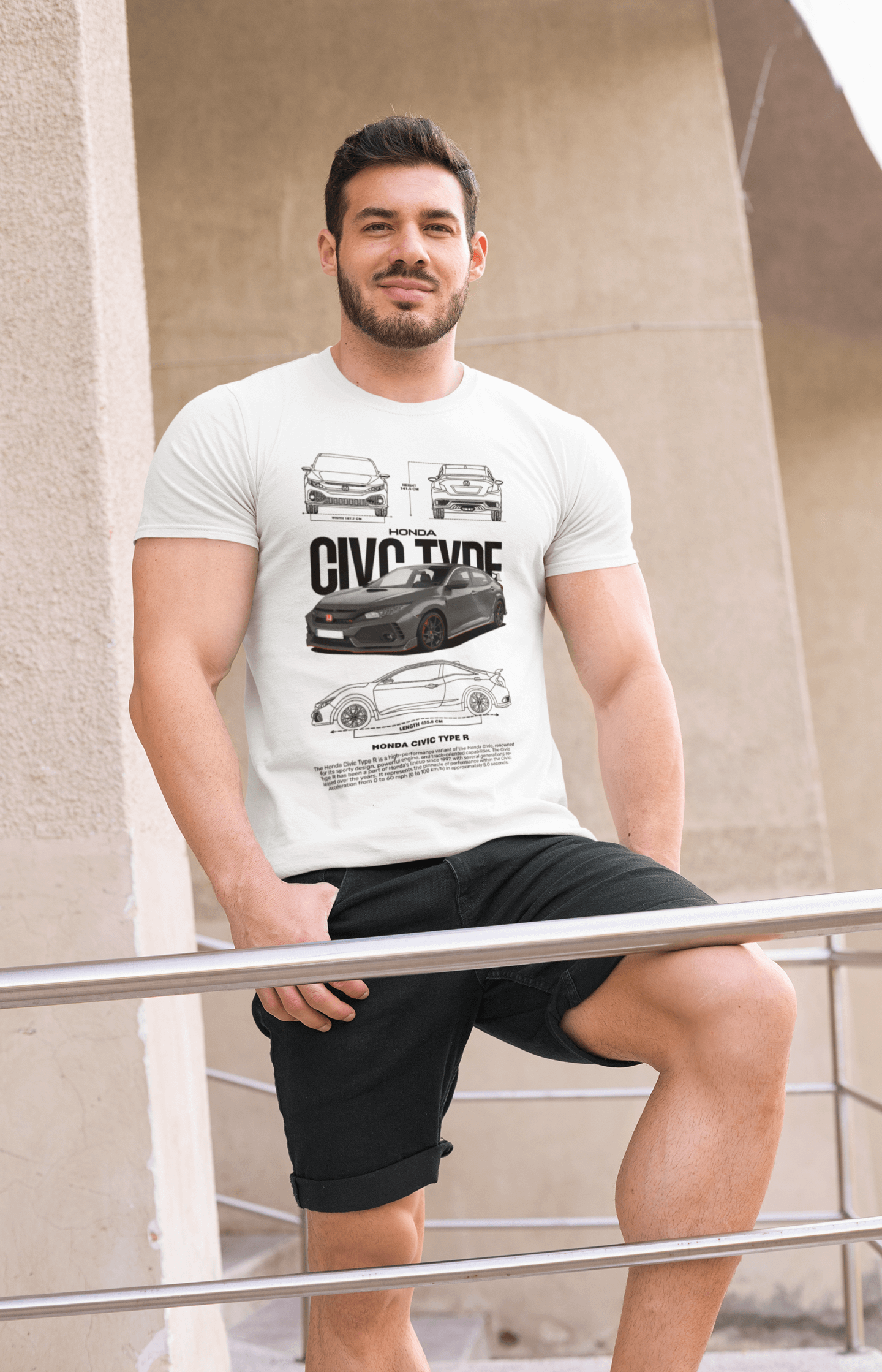 Honda Civic Type R Graphic T-Shirt — Blueprint + Photo