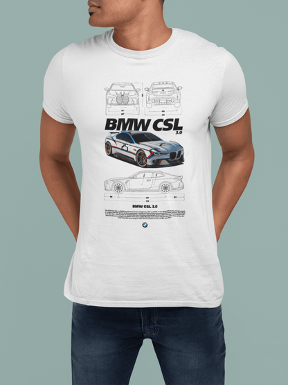 BMW 3.0 CSL "Batmobile" Heritage Blueprint Tee - Personalized Custom Racing Gift