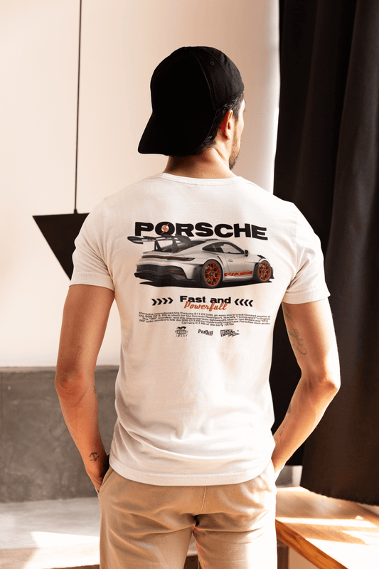 Porsche 911 Graphic T-Shirt — Blueprint + Photo