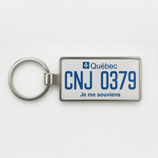 Porte-clés Plaque d'immatriculation Personnalisée du Québec