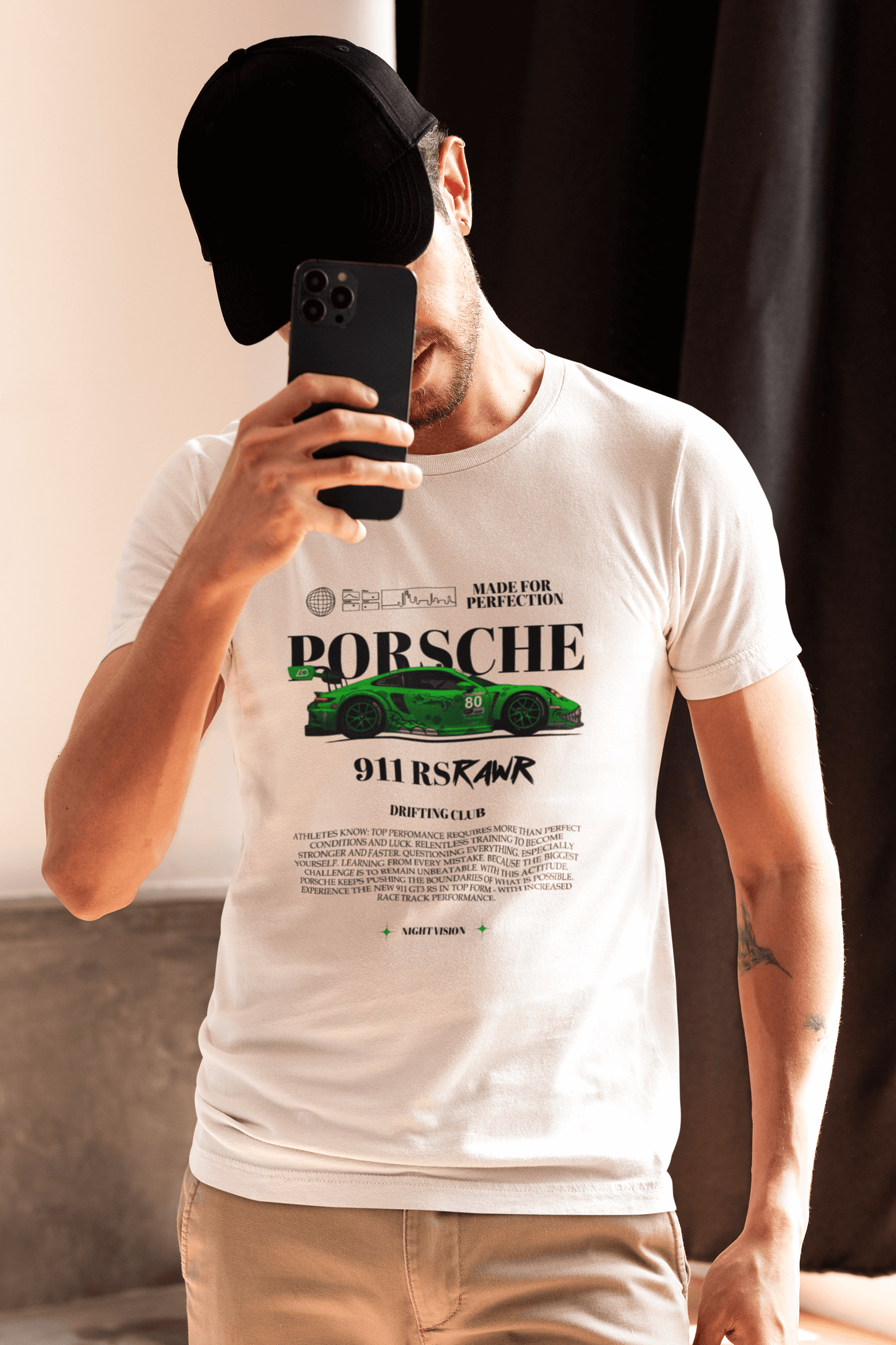 Porsche 911 RAWR Graphic T-Shirt — Night Vision Green