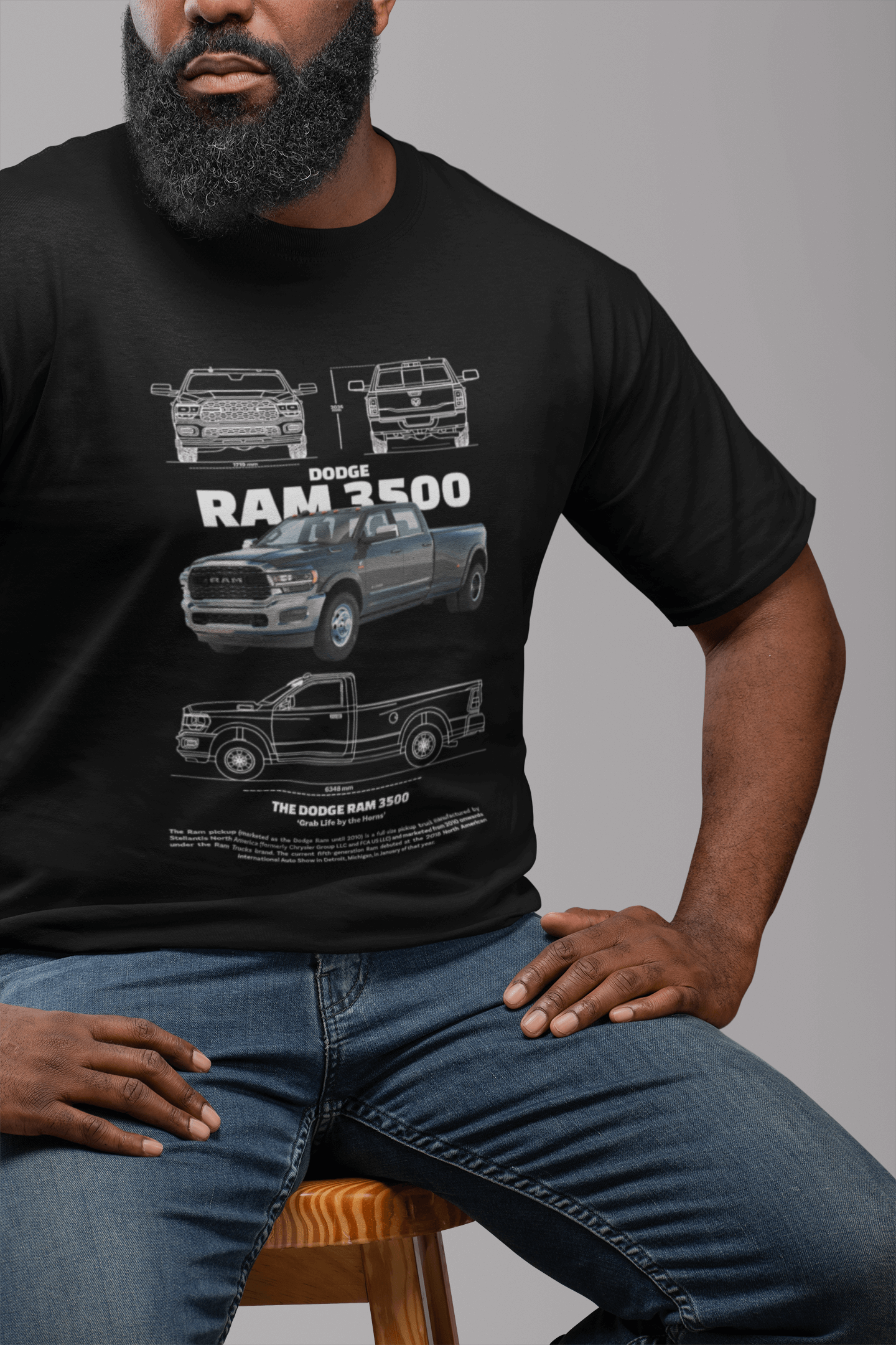 Dodge Ram 3500 Graphic T-Shirt — Blueprint + Photo