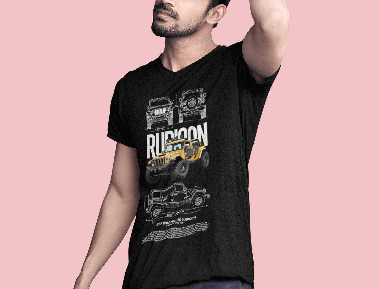 Jeep Wrangler Rubicon Graphic T-Shirt — Yellow Off‑Road