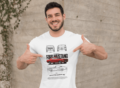 Ford Mustang Fastback 1965 Graphic T-Shirt — Blueprint + Photo