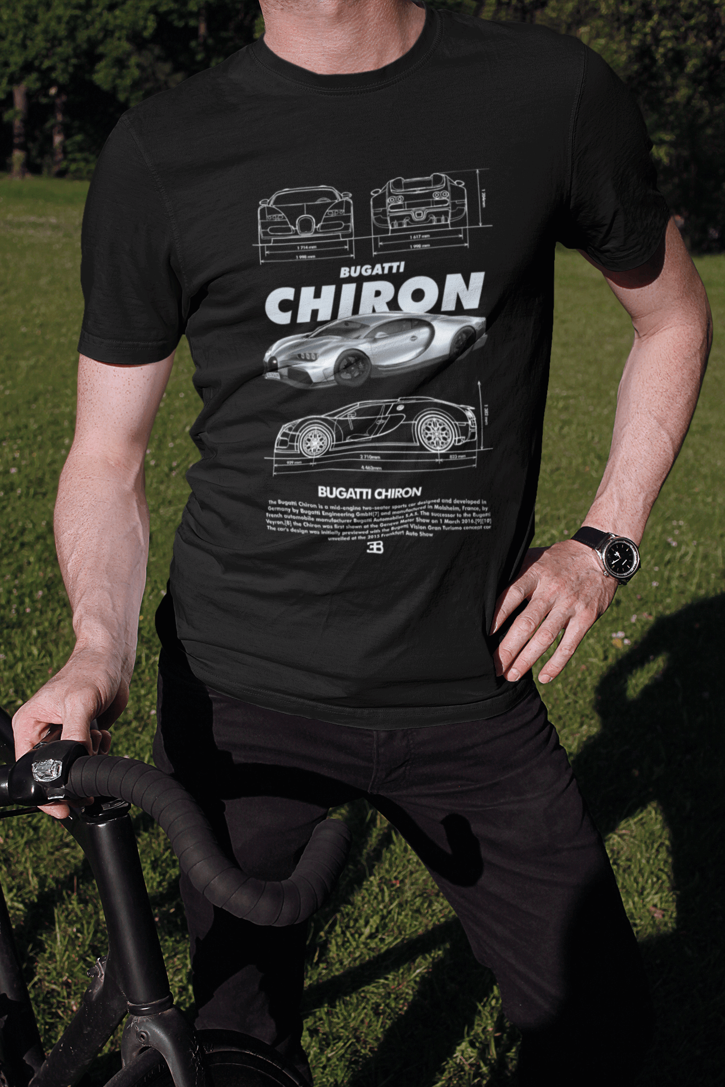 Bugatti Chiron W16 Hypercar Blueprint Tee - Personalized Custom Luxury Gift