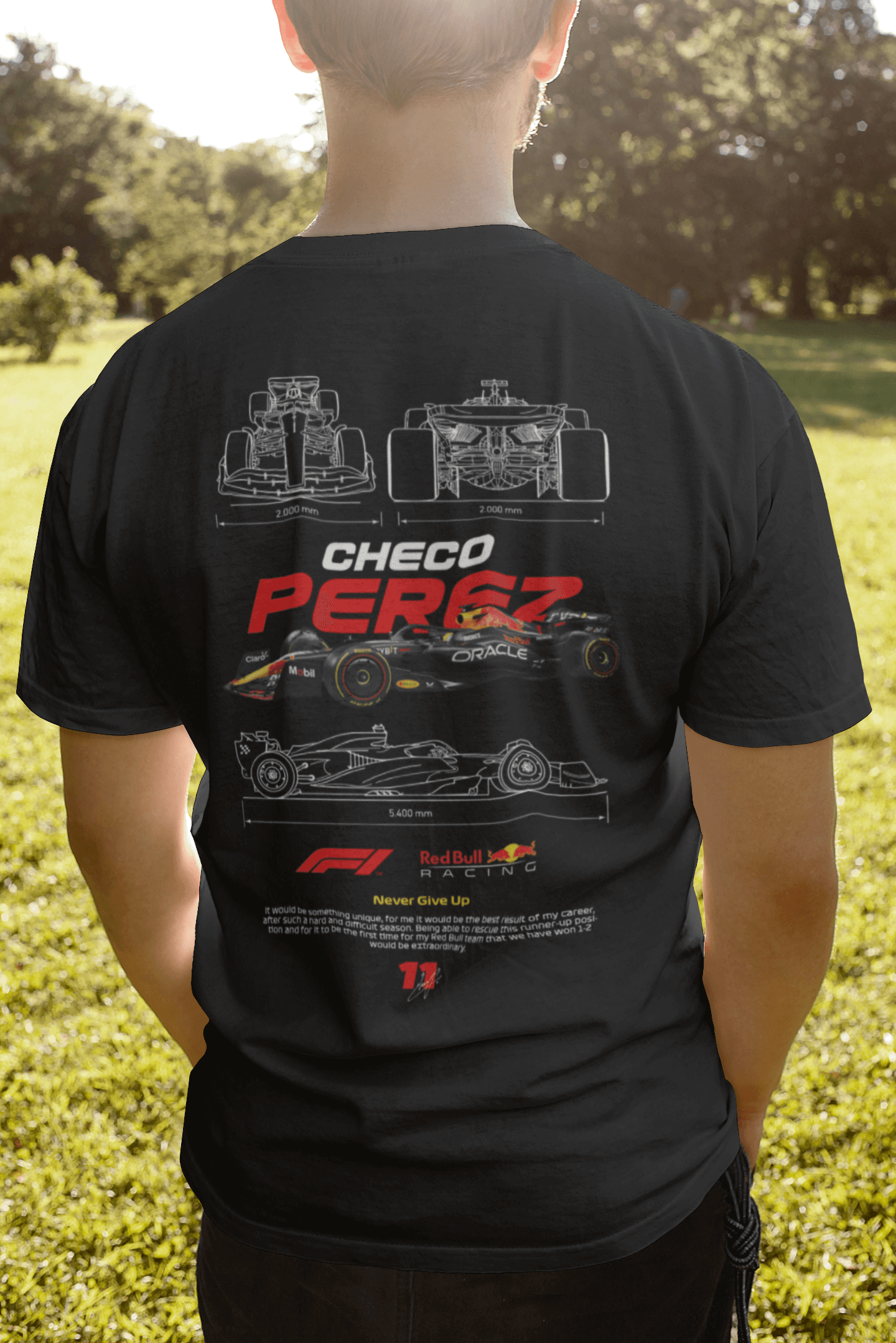 Checo Pérez "Minister of Defence" F1 Blueprint Tee - Personalized Racing Fan Gift