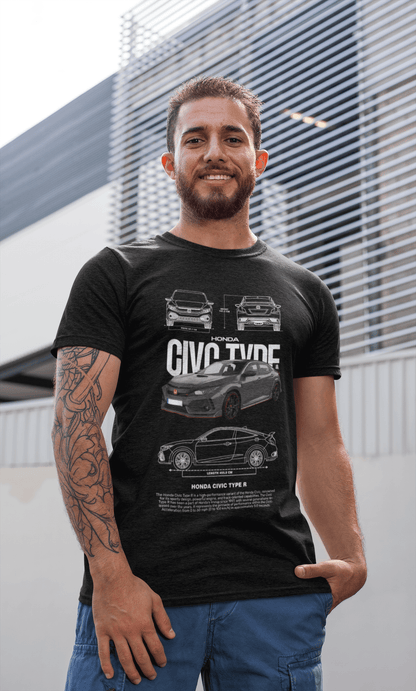 Honda Civic Type R Graphic T-Shirt — Blueprint + Photo