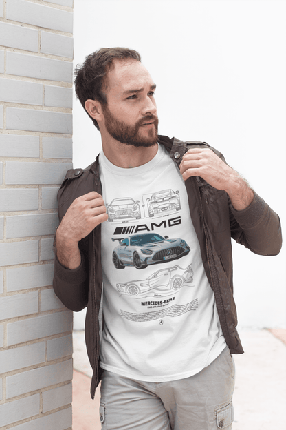 Mercedes‑AMG GT R Black Series Graphic T‑Shirt — Blueprint + Photo