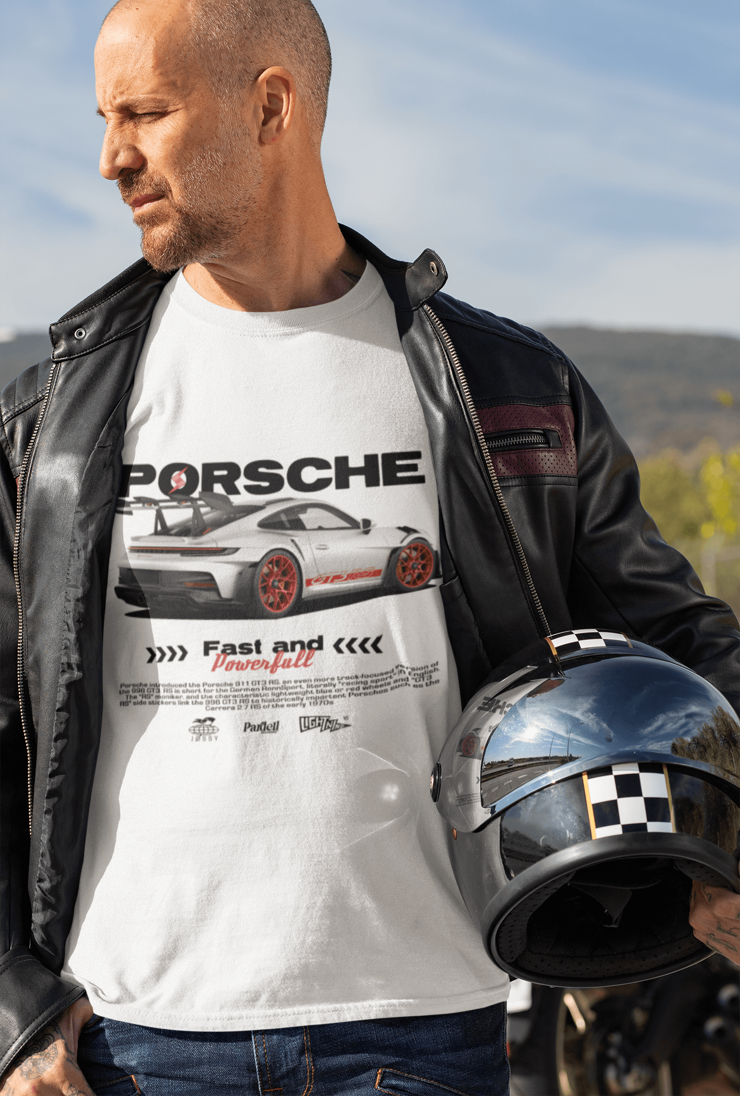 Porsche 911 Graphic T-Shirt — Blueprint + Photo