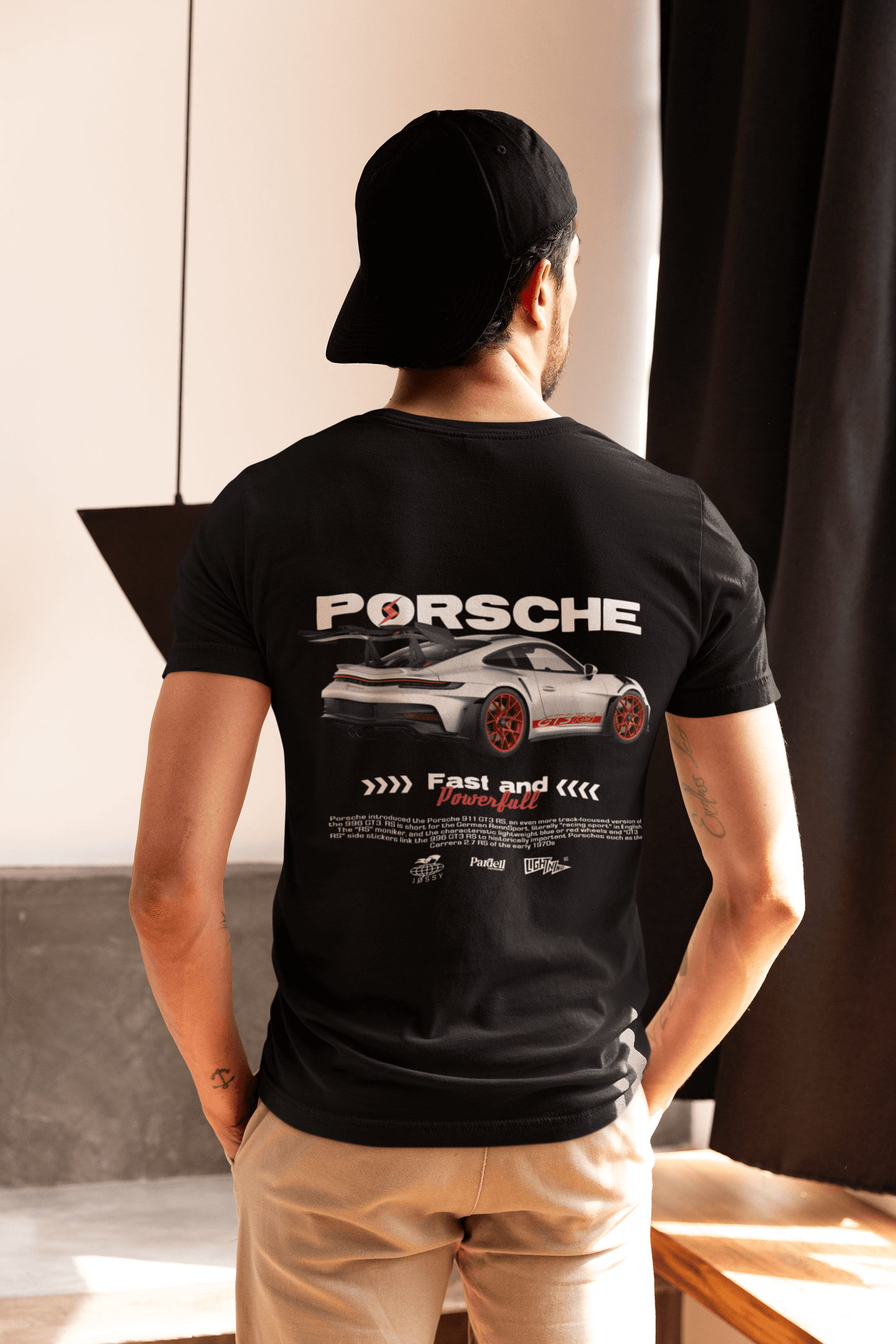 Porsche 911 Graphic T-Shirt — Blueprint + Photo