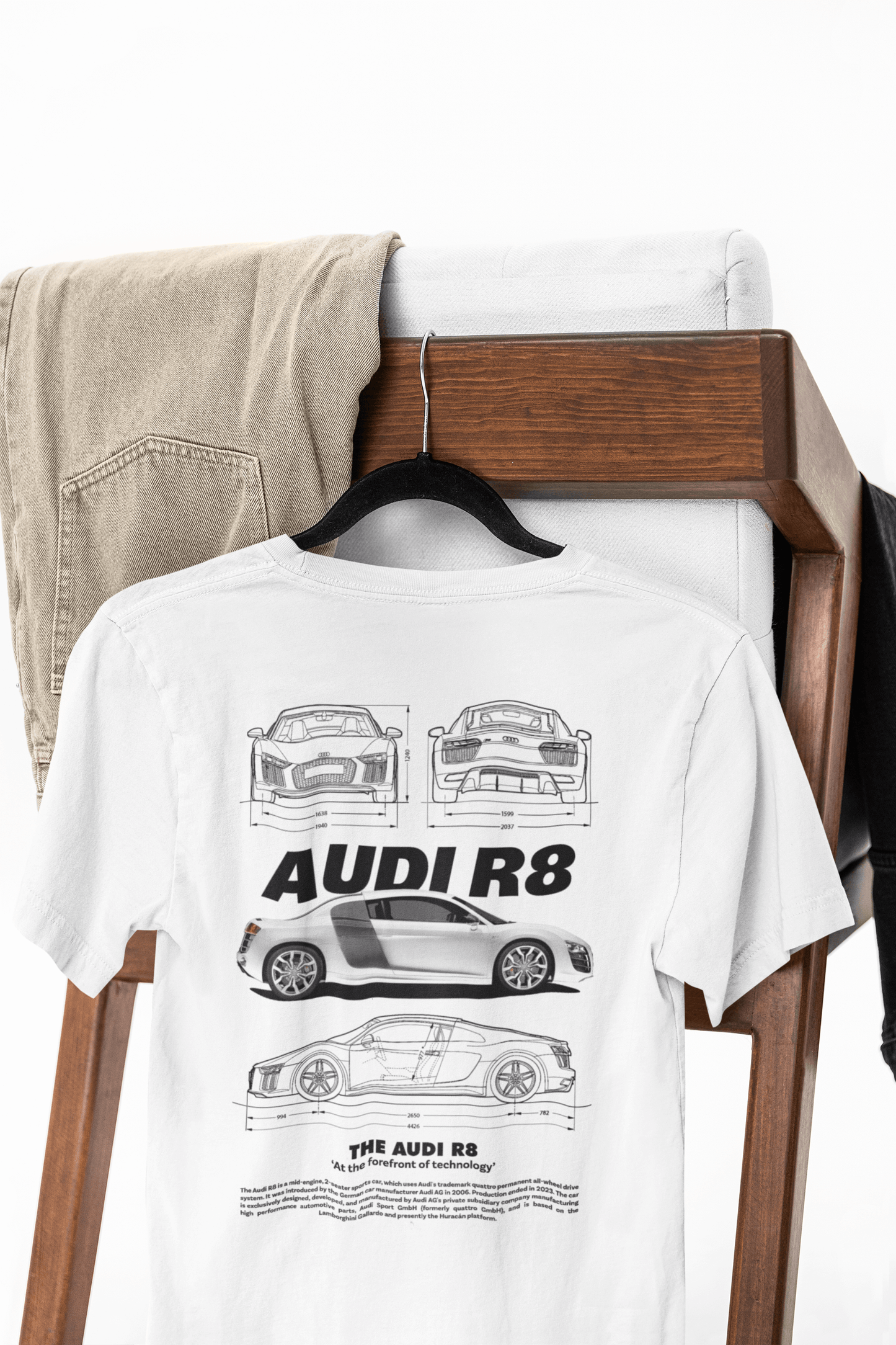 Audi R8 Graphic T-Shirt — Blueprint + Photo
