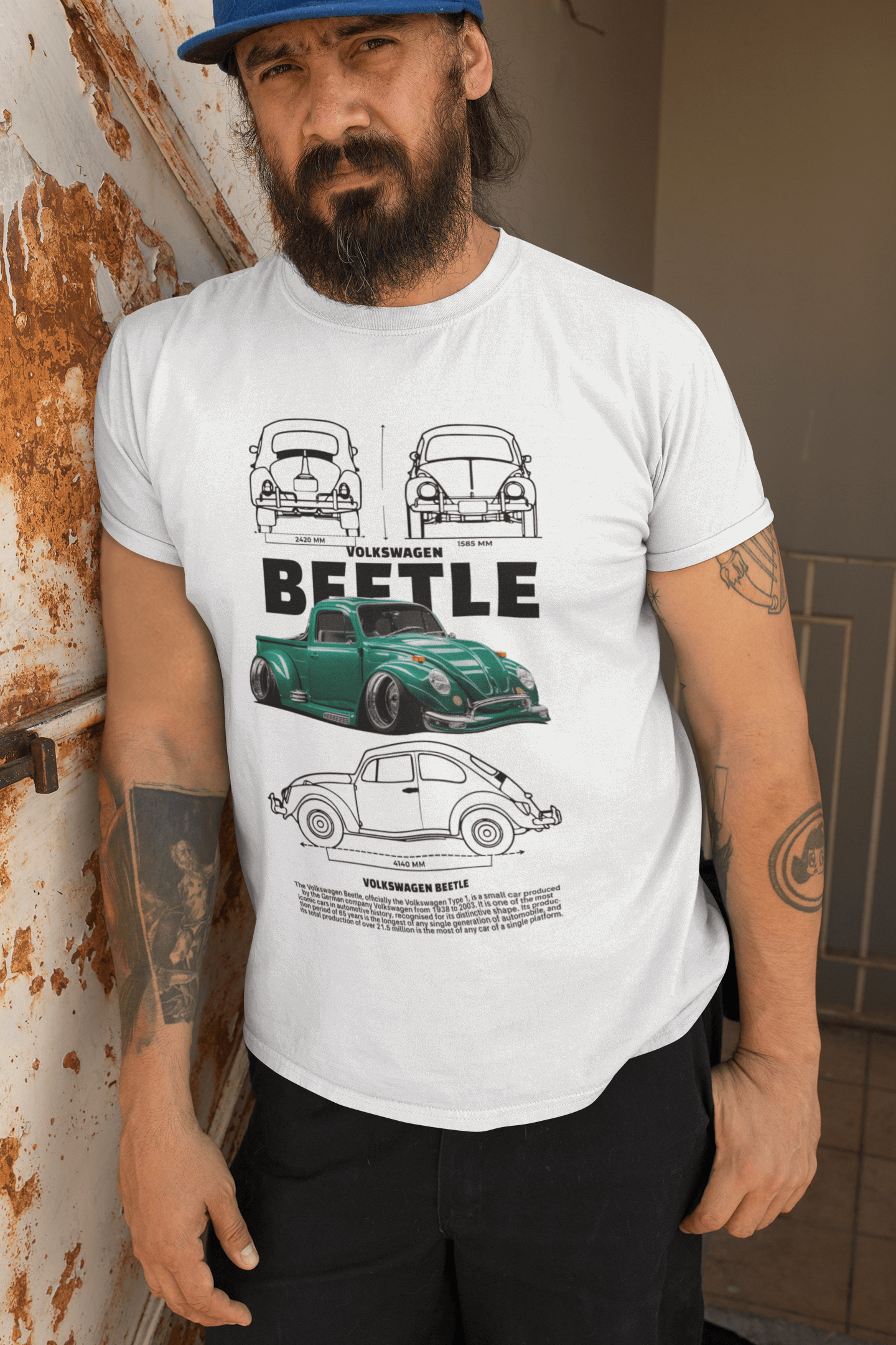 Volkswagen Beetle "Käfer" Heritage Blueprint Tee - Personalized Custom Classic Gift