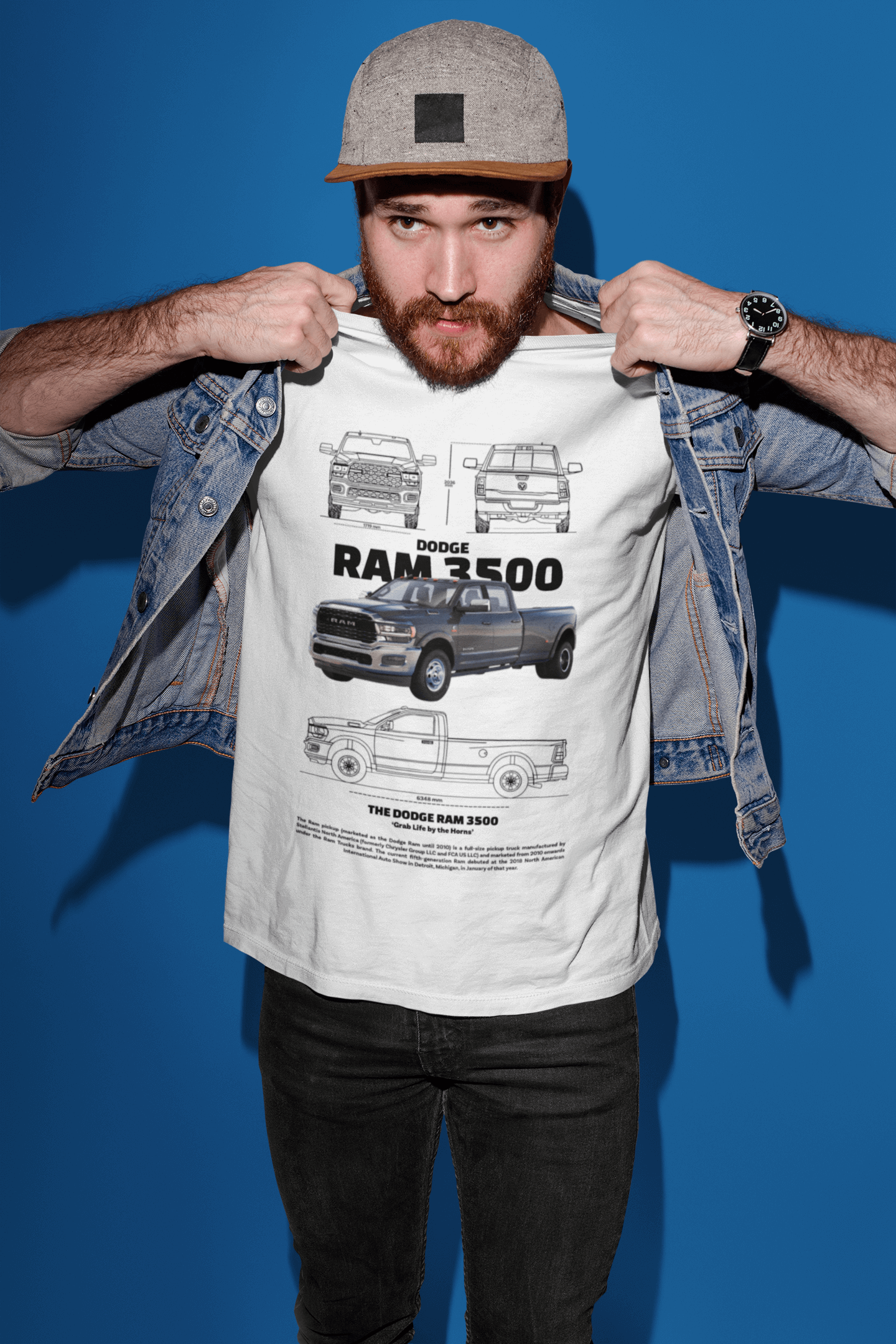 Dodge Ram 3500 Graphic T-Shirt — Blueprint + Photo