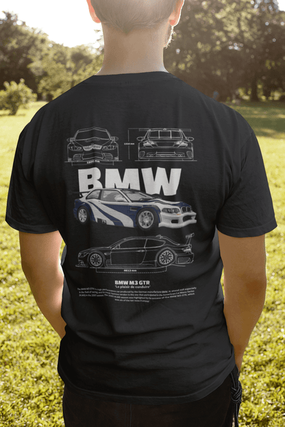 BMW M3 GTR Technical Blueprint Tee - Personalized Custom Racing Gift