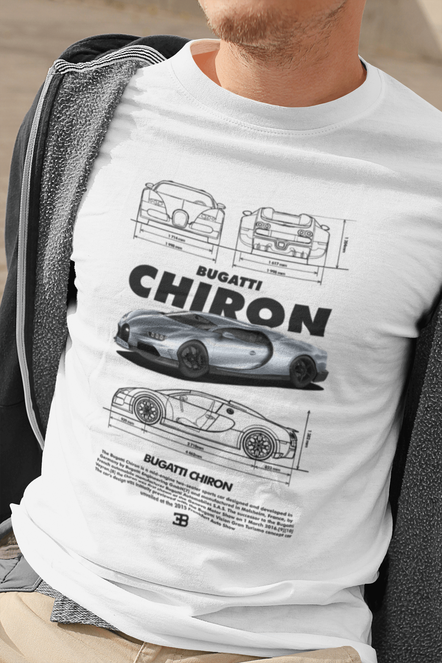Bugatti Chiron W16 Hypercar Blueprint Tee - Personalized Custom Luxury Gift